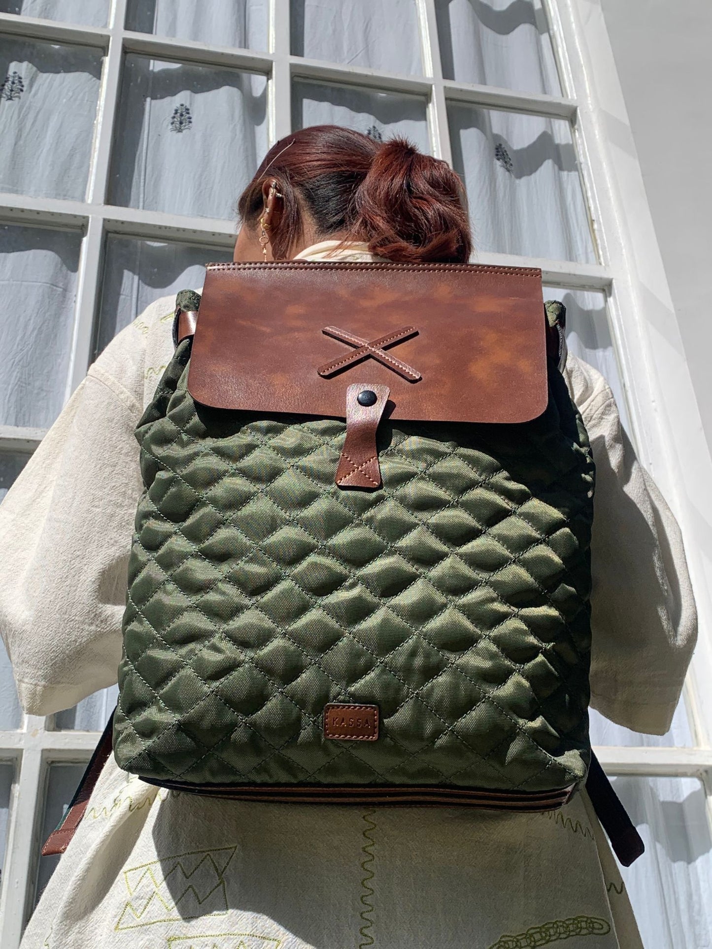 FOREST CRISS CROSS TOTE BAGPACK