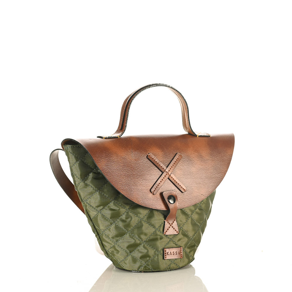 FOREST CRISS CROSS BUCKET TOTE
